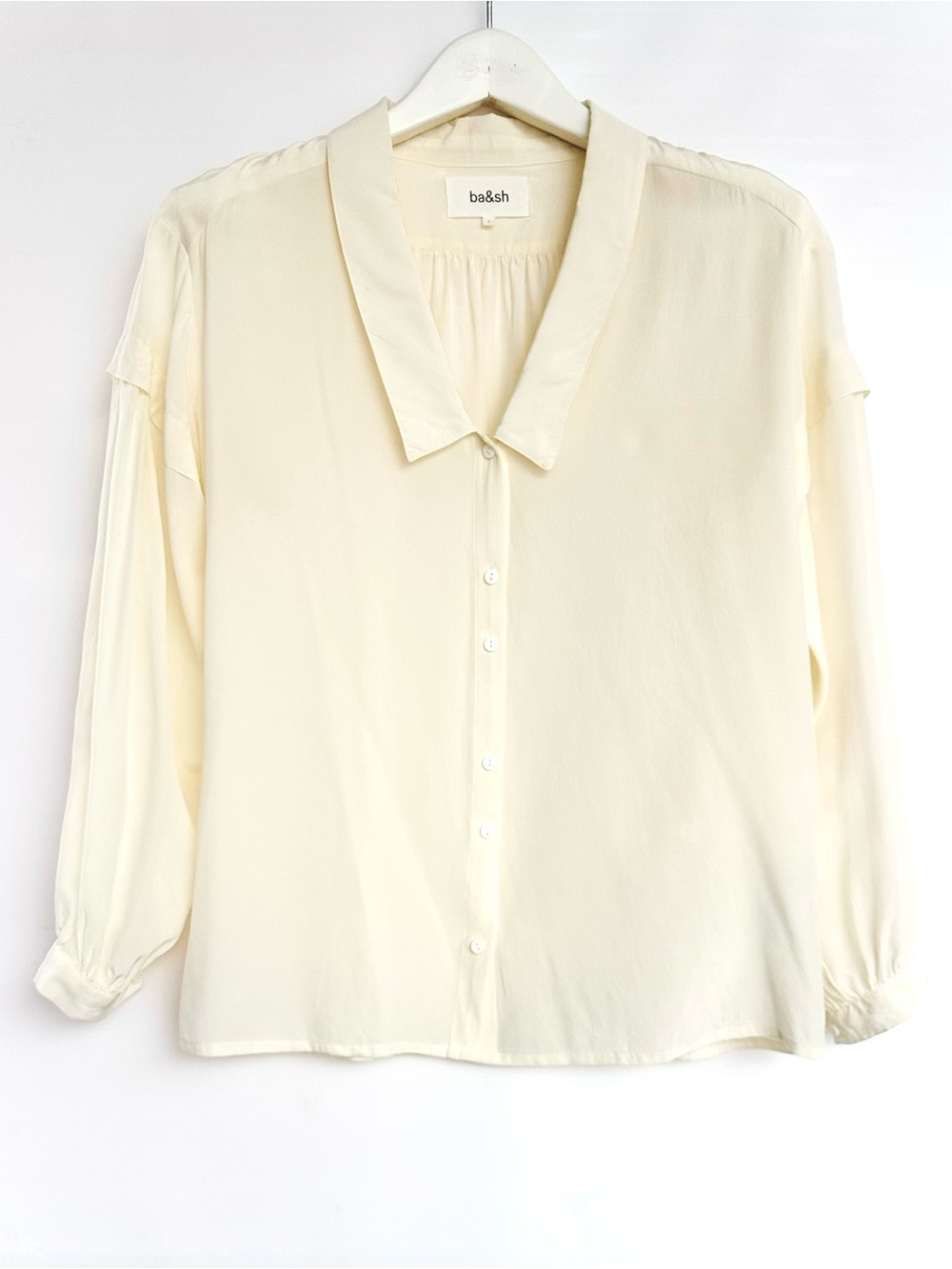 ba&sh SILK Button-Front Collared Blouse